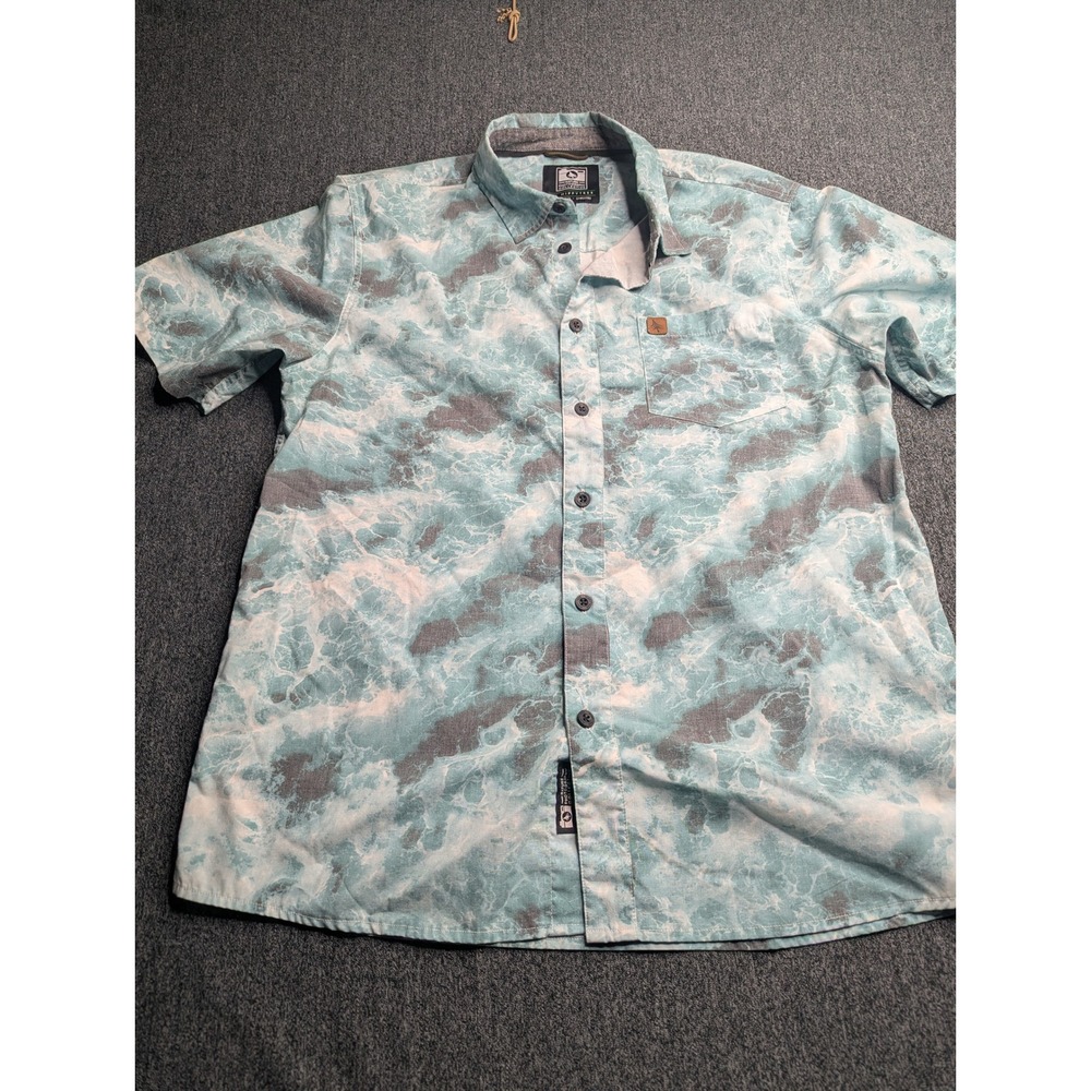 HippyTree Nature Photography Collective Mens Ocean Wave Print Shirt Teal Size M